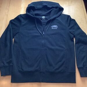Roots Mens Black Full Zip Hoodie Medium